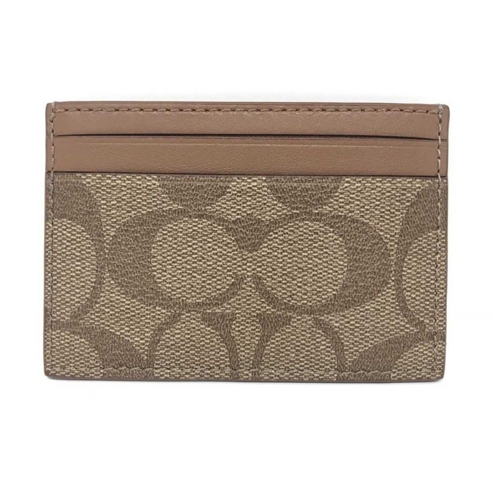 Coach Credit Card Case Holder Signature PVC Khaki - Picture 2 of 4